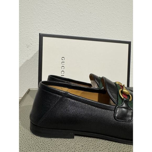 Gucci Mens Brixton Web Trimmed Horsebit Collapsible Heel Loafers Sz 8.5 $990 main image 12